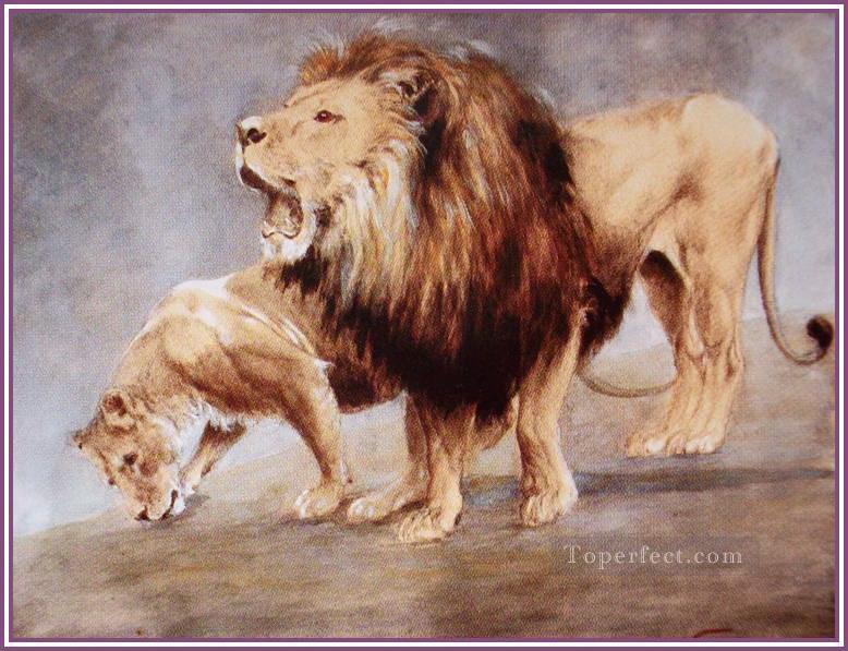 lion 5 Peintures à l'huile